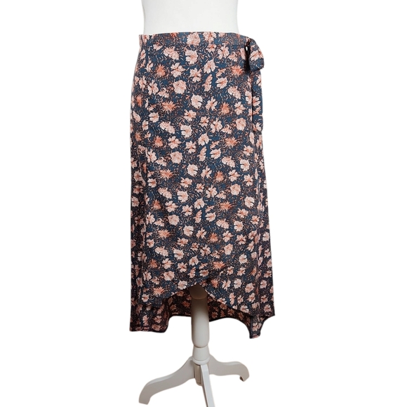 Bishop + Young Blue Coral Asymmetrical Midi Skirt - Picture 1 of 7